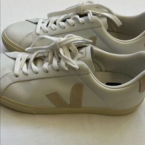 Veja Cream Sneakers with Beige Details